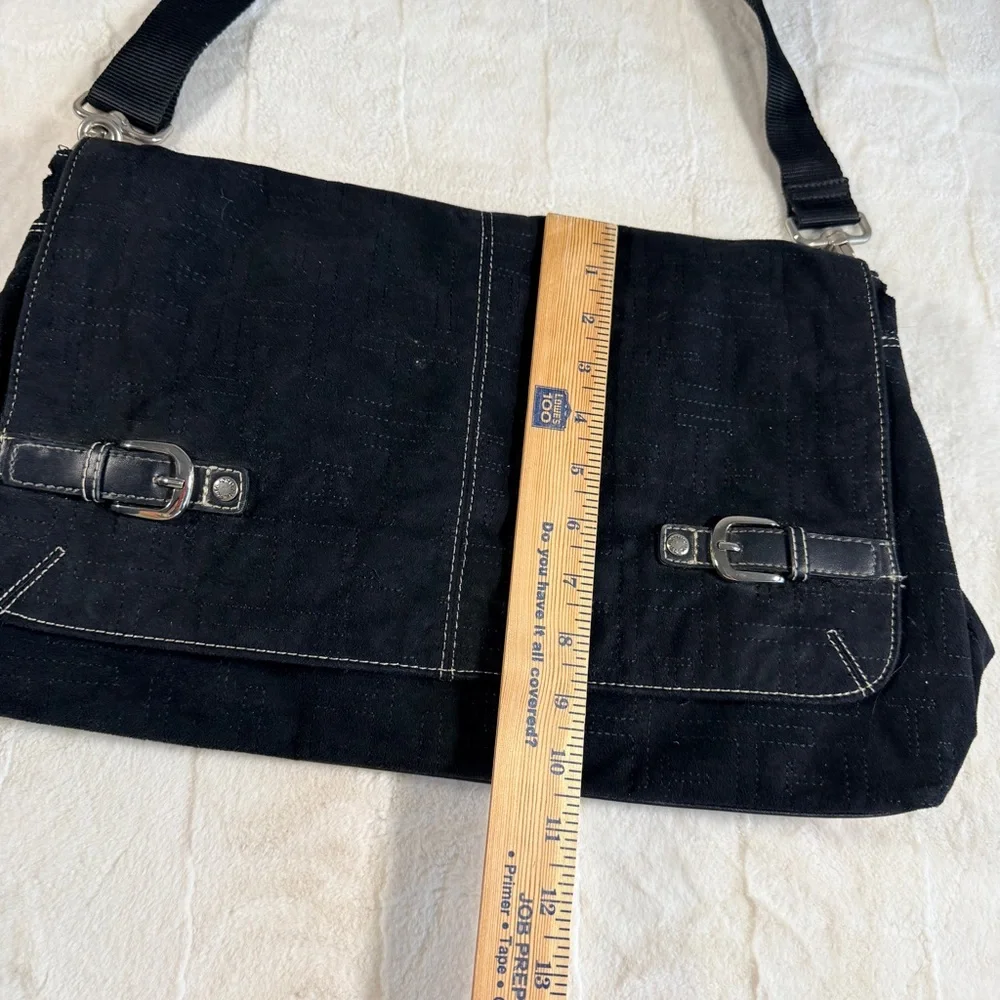 Tommy Hilfiger Vintage Cross Body Black Suade Messenger Bag